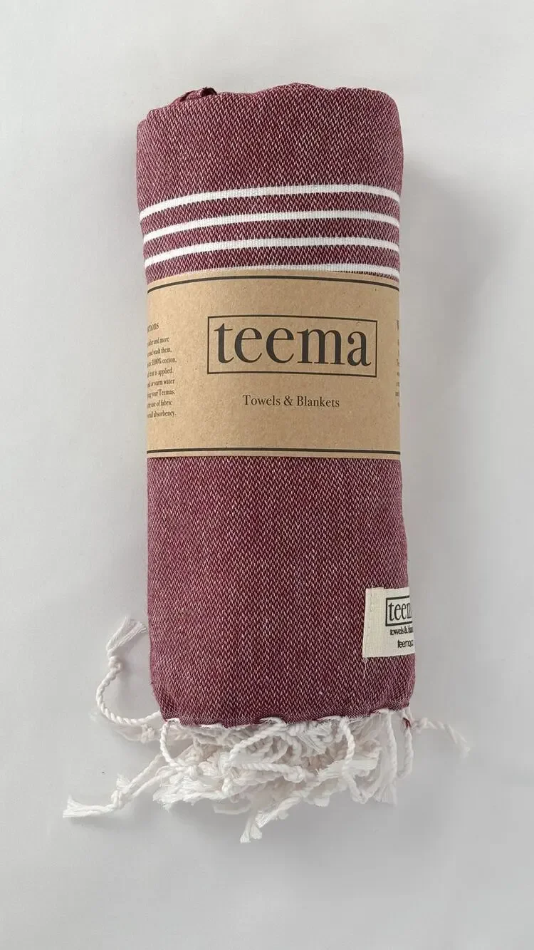 Teema The Maroon Simple Organic Cotton Turkish Towel Bath Sheet New 68